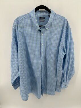 Izod Light Blue & Mint Plaid Button-Down Shirt